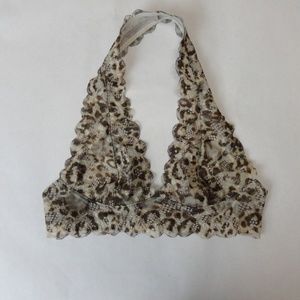 Free People Halter Bra Leopard Print Floral Brown